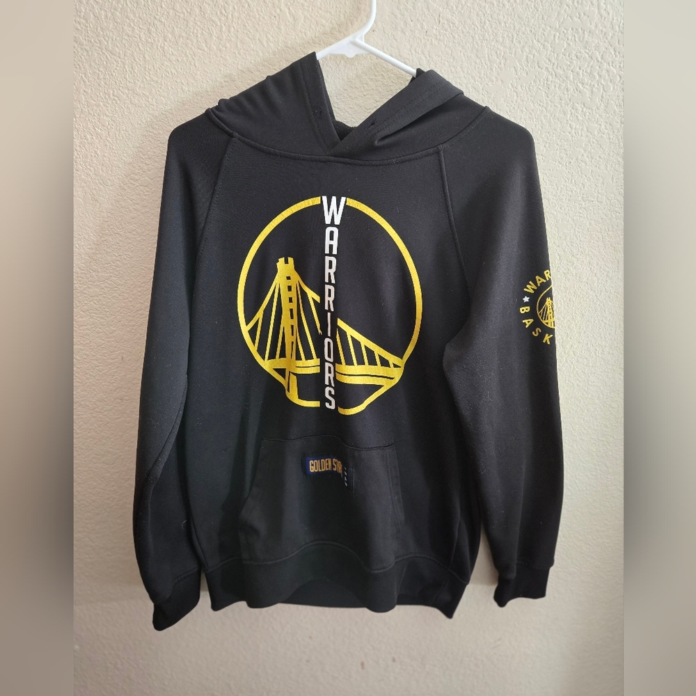 Warriors Black Hoodie with Yellow Accents Size Medium